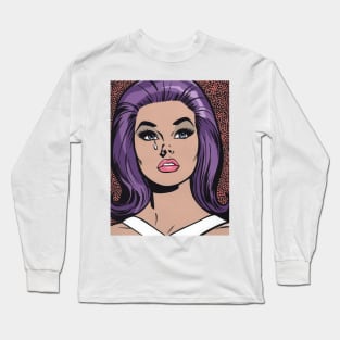 Purple Pop Art Sad Girl Long Sleeve T-Shirt